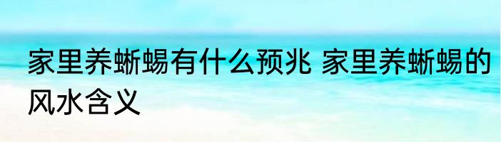 家里养蜥蜴有什么预兆 家里养蜥蜴的风水含义