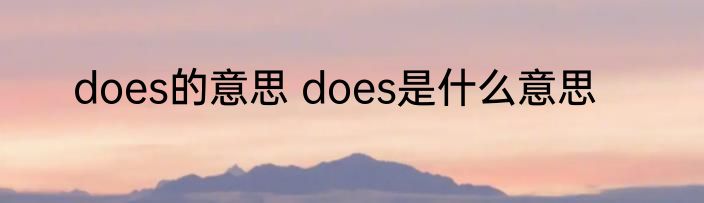 does的意思 does是什么意思