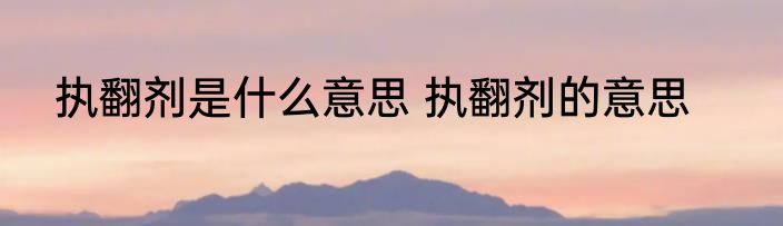 执翻剂是什么意思 执翻剂的意思