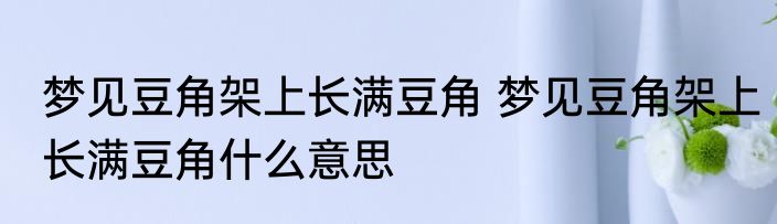 梦见豆角架上长满豆角 梦见豆角架上长满豆角什么意思