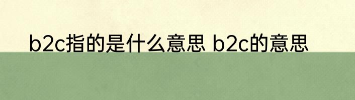 b2c指的是什么意思 b2c的意思