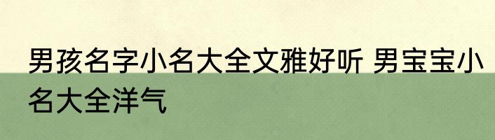 男孩名字小名大全文雅好听 男宝宝小名大全洋气