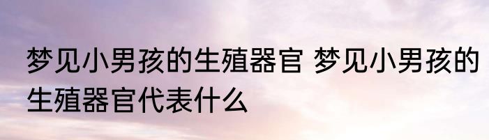 梦见小男孩的生殖器官 梦见小男孩的生殖器官代表什么