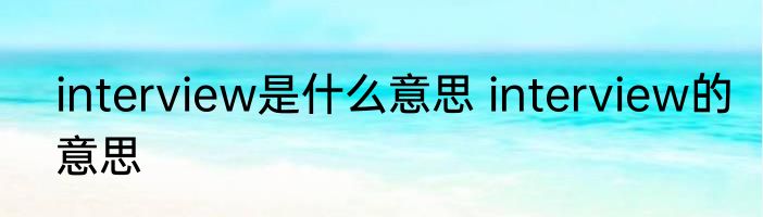 interview是什么意思 interview的意思