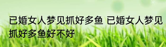 已婚女人梦见抓好多鱼 已婚女人梦见抓好多鱼好不好