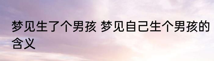 梦见生了个男孩 梦见自己生个男孩的含义