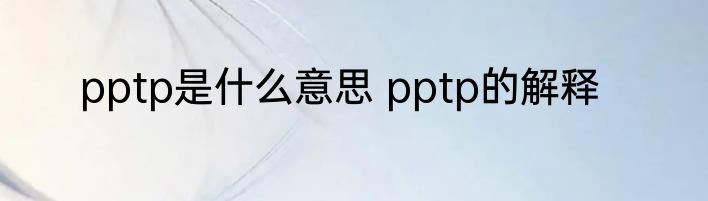 pptp是什么意思 pptp的解释