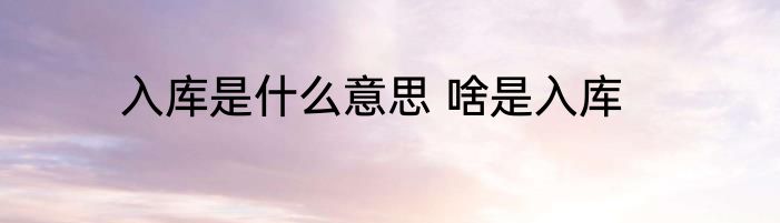 入库是什么意思 啥是入库