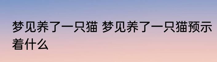 梦见养了一只猫 梦见养了一只猫预示着什么