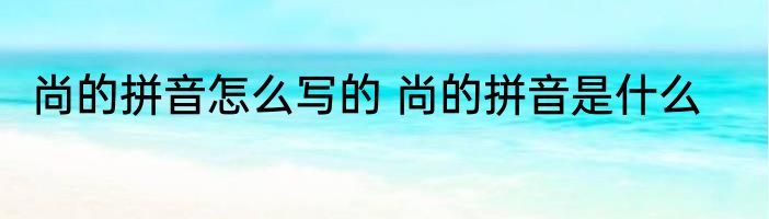 尚的拼音怎么写的 尚的拼音是什么