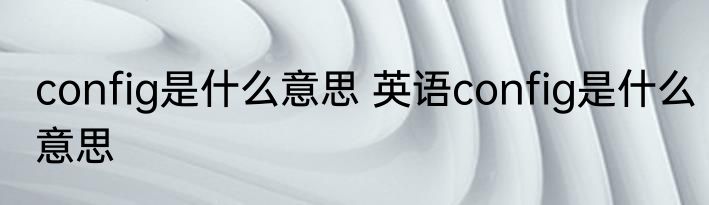 config是什么意思 英语config是什么意思
