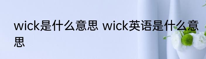 wick是什么意思 wick英语是什么意思