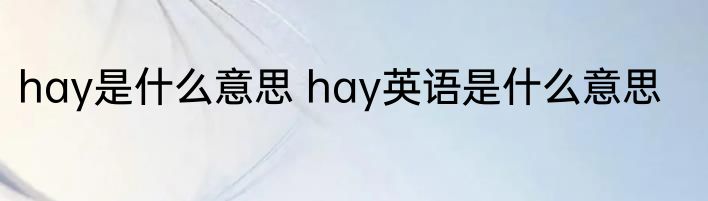 hay是什么意思 hay英语是什么意思
