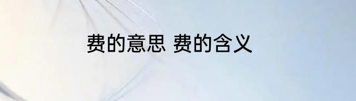 费的意思 费的含义