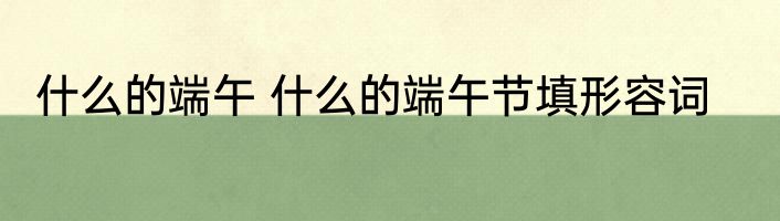 什么的端午 什么的端午节填形容词