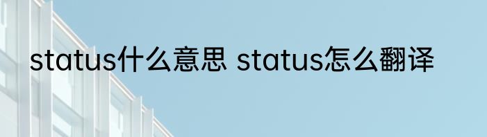 status什么意思 status怎么翻译