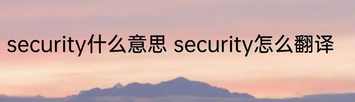security什么意思 security怎么翻译