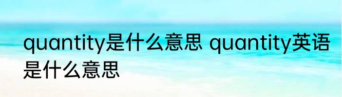 quantity是什么意思 quantity英语是什么意思