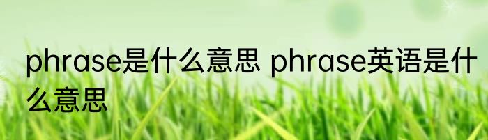 phrase是什么意思 phrase英语是什么意思