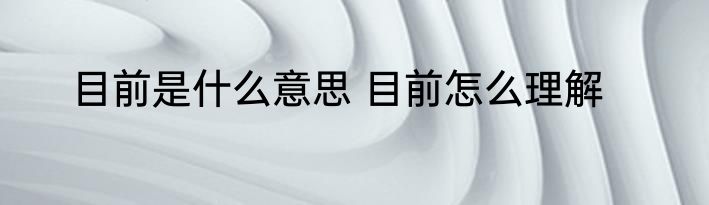目前是什么意思 目前怎么理解