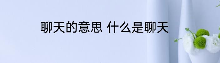 聊天的意思 什么是聊天