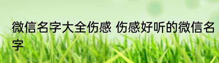 微信名字大全伤感 伤感好听的微信名字