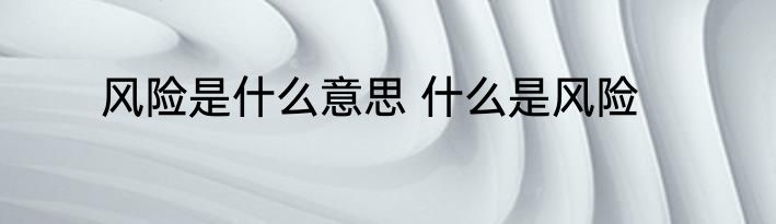 风险是什么意思 什么是风险