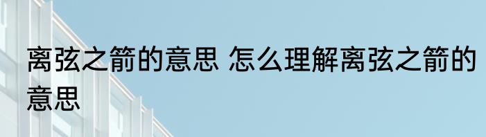 离弦之箭的意思 怎么理解离弦之箭的意思