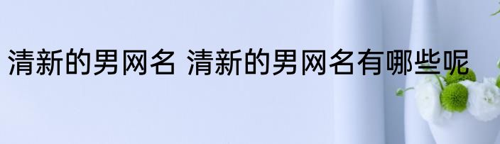 清新的男网名 清新的男网名有哪些呢