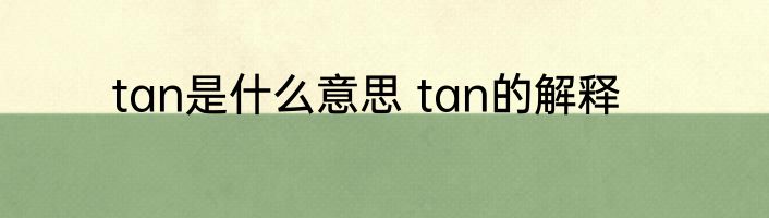tan是什么意思 tan的解释
