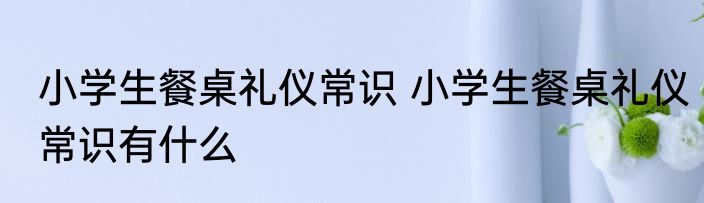 小学生餐桌礼仪常识 小学生餐桌礼仪常识有什么