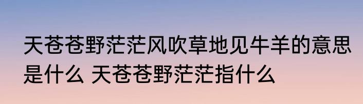 天苍苍野茫茫风吹草地见牛羊的意思是什么 天苍苍野茫茫指什么