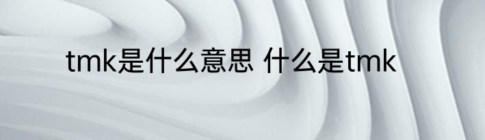 tmk是什么意思 什么是tmk