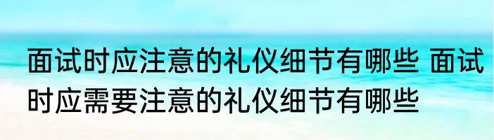 面试时应注意的礼仪细节有哪些 面试时应需要注意的礼仪细节有哪些