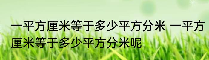 一平方厘米等于多少平方分米 一平方厘米等于多少平方分米呢
