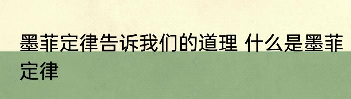墨菲定律告诉我们的道理 什么是墨菲定律