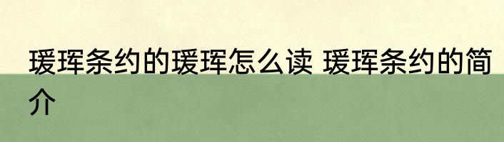 瑗珲条约的瑗珲怎么读 瑗珲条约的简介