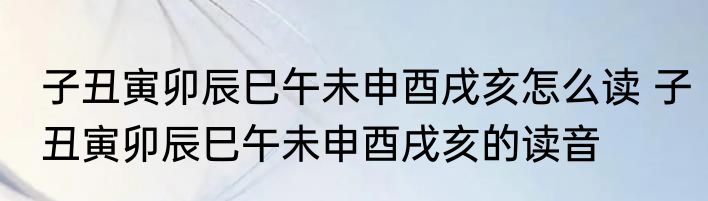 子丑寅卯辰巳午未申酉戌亥怎么读 子丑寅卯辰巳午未申酉戌亥的读音