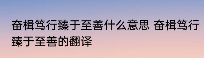 奋楫笃行臻于至善什么意思 奋楫笃行臻于至善的翻译