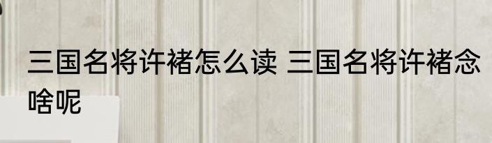 三国名将许褚怎么读 三国名将许褚念啥呢