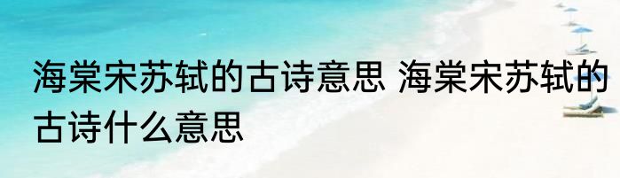 海棠宋苏轼的古诗意思 海棠宋苏轼的古诗什么意思