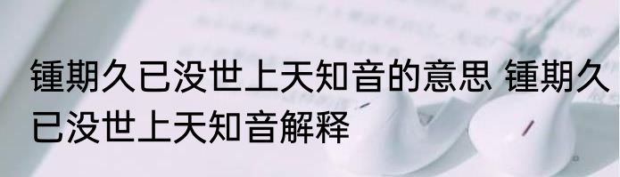 锺期久已没世上天知音的意思 锺期久已没世上天知音解释