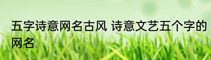 五字诗意网名古风 诗意文艺五个字的网名