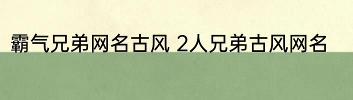 霸气兄弟网名古风 2人兄弟古风网名