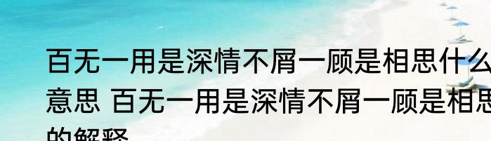 百无一用是深情不屑一顾是相思什么意思 百无一用是深情不屑一顾是相思的解释