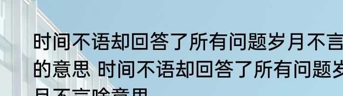 时间不语却回答了所有问题岁月不言的意思 时间不语却回答了所有问题岁月不言啥意思