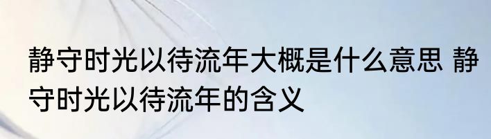 静守时光以待流年大概是什么意思 静守时光以待流年的含义