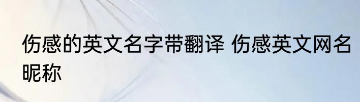 伤感的英文名字带翻译 伤感英文网名昵称