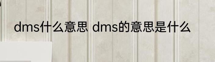 dms什么意思 dms的意思是什么
