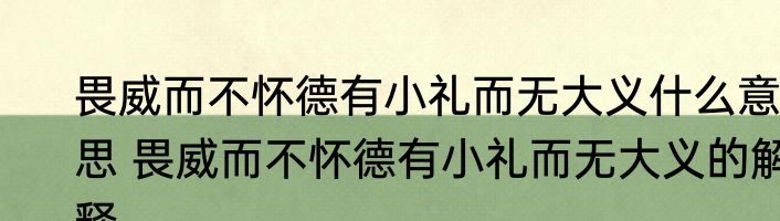 畏威而不怀德有小礼而无大义什么意思 畏威而不怀德有小礼而无大义的解释